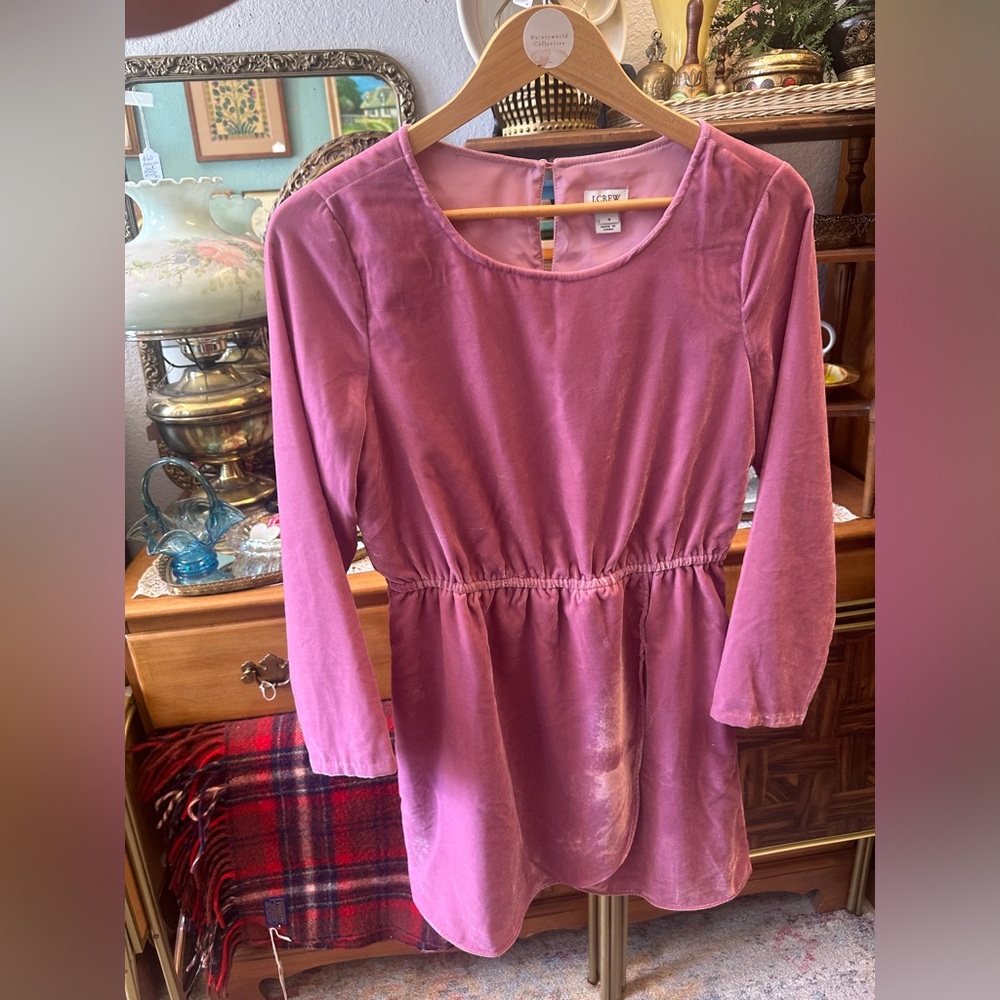 J. Crew pink velvet holiday dress